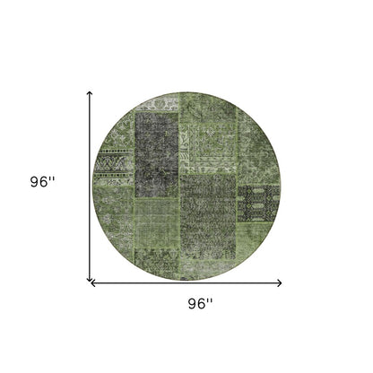 3' X 5' Olive Green And Gray Patchwork Washable Indoor Outdoor Area Rug