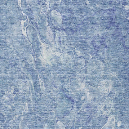 3' X 5' Sky Blue And Navy Blue Abstract Washable Indoor Outdoor Area Rug