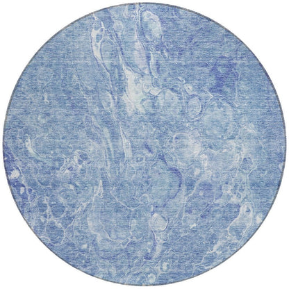 3' X 5' Sky Blue And Navy Blue Abstract Washable Indoor Outdoor Area Rug