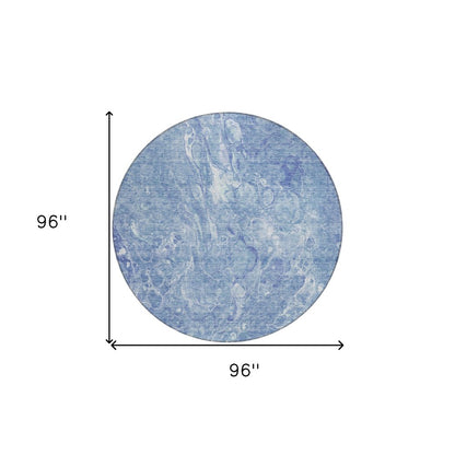 3' X 5' Sky Blue And Navy Blue Abstract Washable Indoor Outdoor Area Rug
