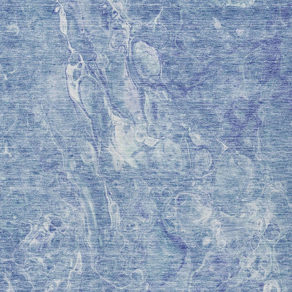 3' X 5' Sky Blue And Navy Blue Abstract Washable Indoor Outdoor Area Rug