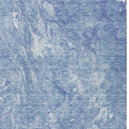 3' X 5' Sky Blue And Navy Blue Abstract Washable Indoor Outdoor Area Rug