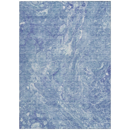 3' X 5' Sky Blue And Navy Blue Abstract Washable Indoor Outdoor Area Rug