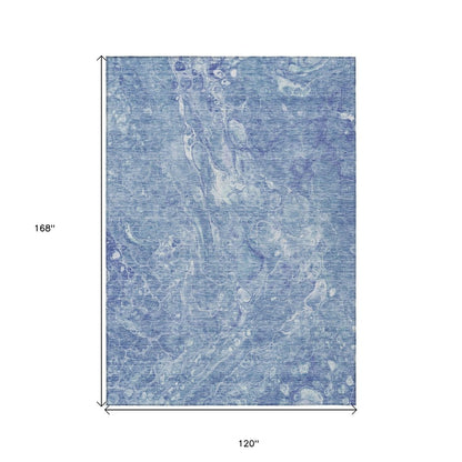 3' X 5' Sky Blue And Navy Blue Abstract Washable Indoor Outdoor Area Rug