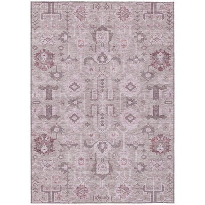 3' X 5' Pink Mauve And Blush Oriental Washable Indoor Outdoor Area Rug