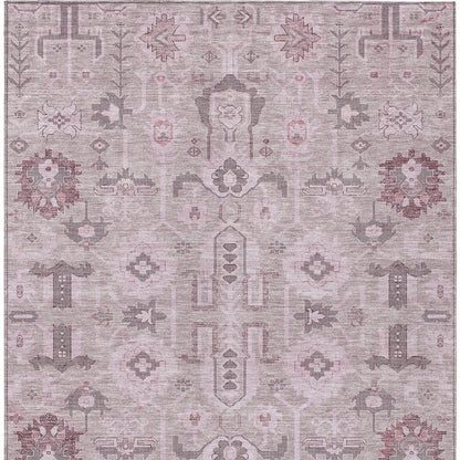 3' X 5' Pink Mauve And Blush Oriental Washable Indoor Outdoor Area Rug