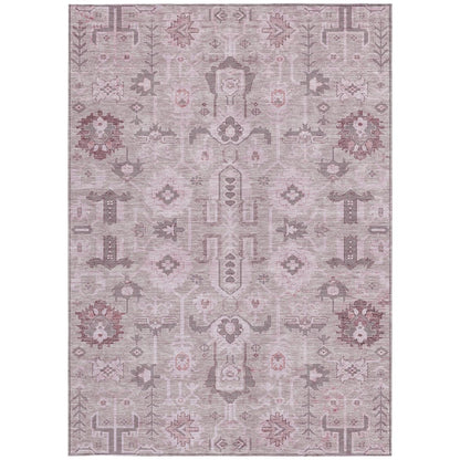 3' X 5' Pink Mauve And Blush Oriental Washable Indoor Outdoor Area Rug