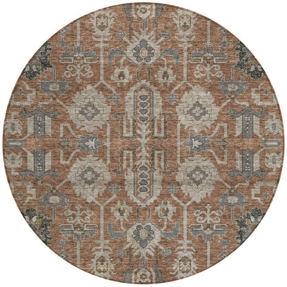3' X 5' Brown Gray And Charcoal Oriental Washable Indoor Outdoor Area Rug