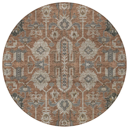 3' X 5' Brown Gray And Charcoal Oriental Washable Indoor Outdoor Area Rug