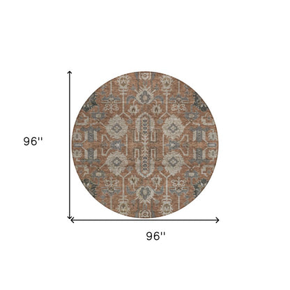 3' X 5' Brown Gray And Charcoal Oriental Washable Indoor Outdoor Area Rug
