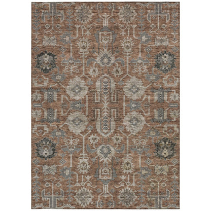 3' X 5' Brown Gray And Charcoal Oriental Washable Indoor Outdoor Area Rug