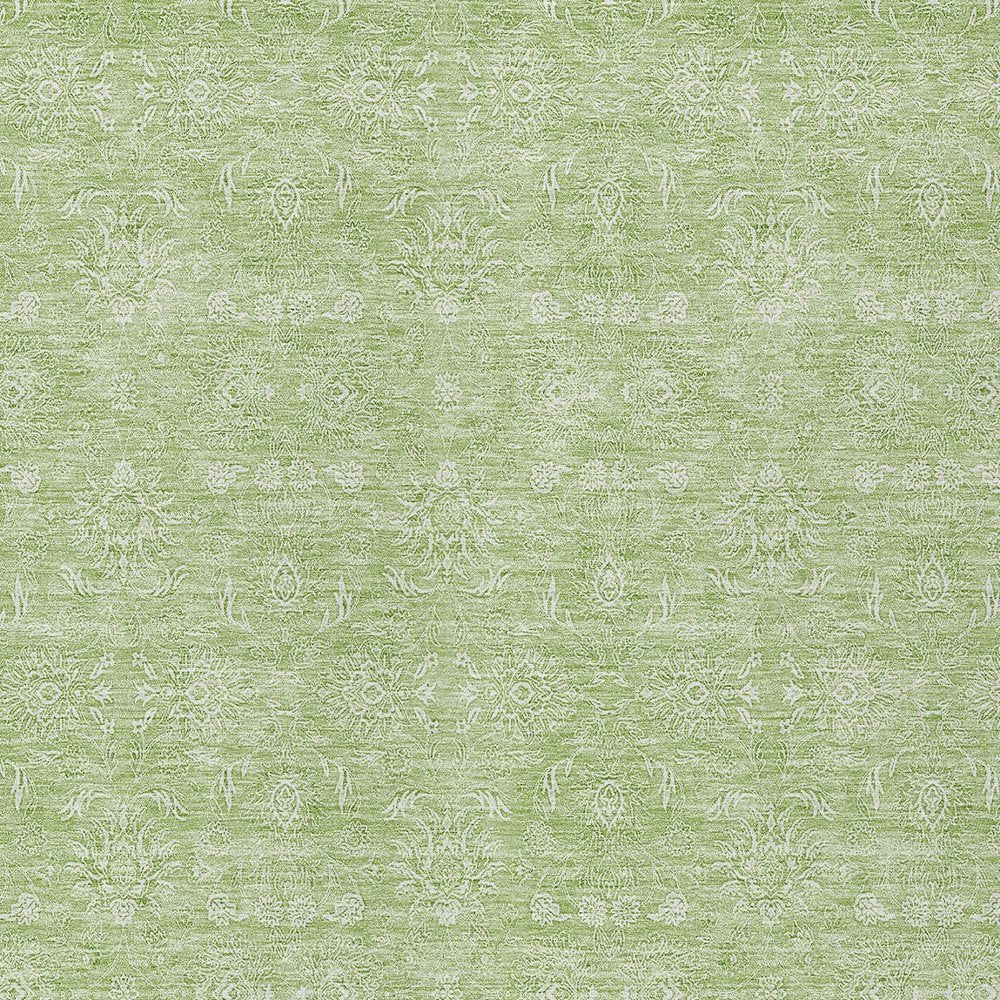 3' X 5' Artichoke Green Mint Green And Ivory Floral Washable Indoor Outdoor Area Rug