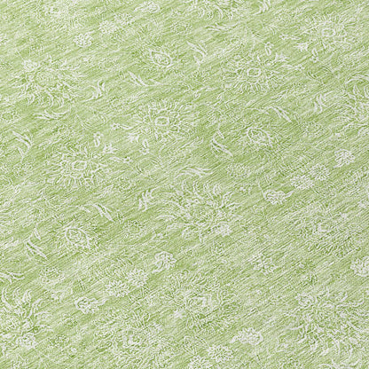 3' X 5' Artichoke Green Mint Green And Ivory Floral Washable Indoor Outdoor Area Rug