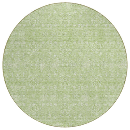 3' X 5' Artichoke Green Mint Green And Ivory Floral Washable Indoor Outdoor Area Rug