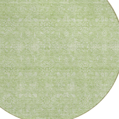 3' X 5' Artichoke Green Mint Green And Ivory Floral Washable Indoor Outdoor Area Rug