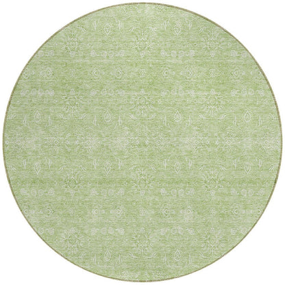 3' X 5' Artichoke Green Mint Green And Ivory Floral Washable Indoor Outdoor Area Rug