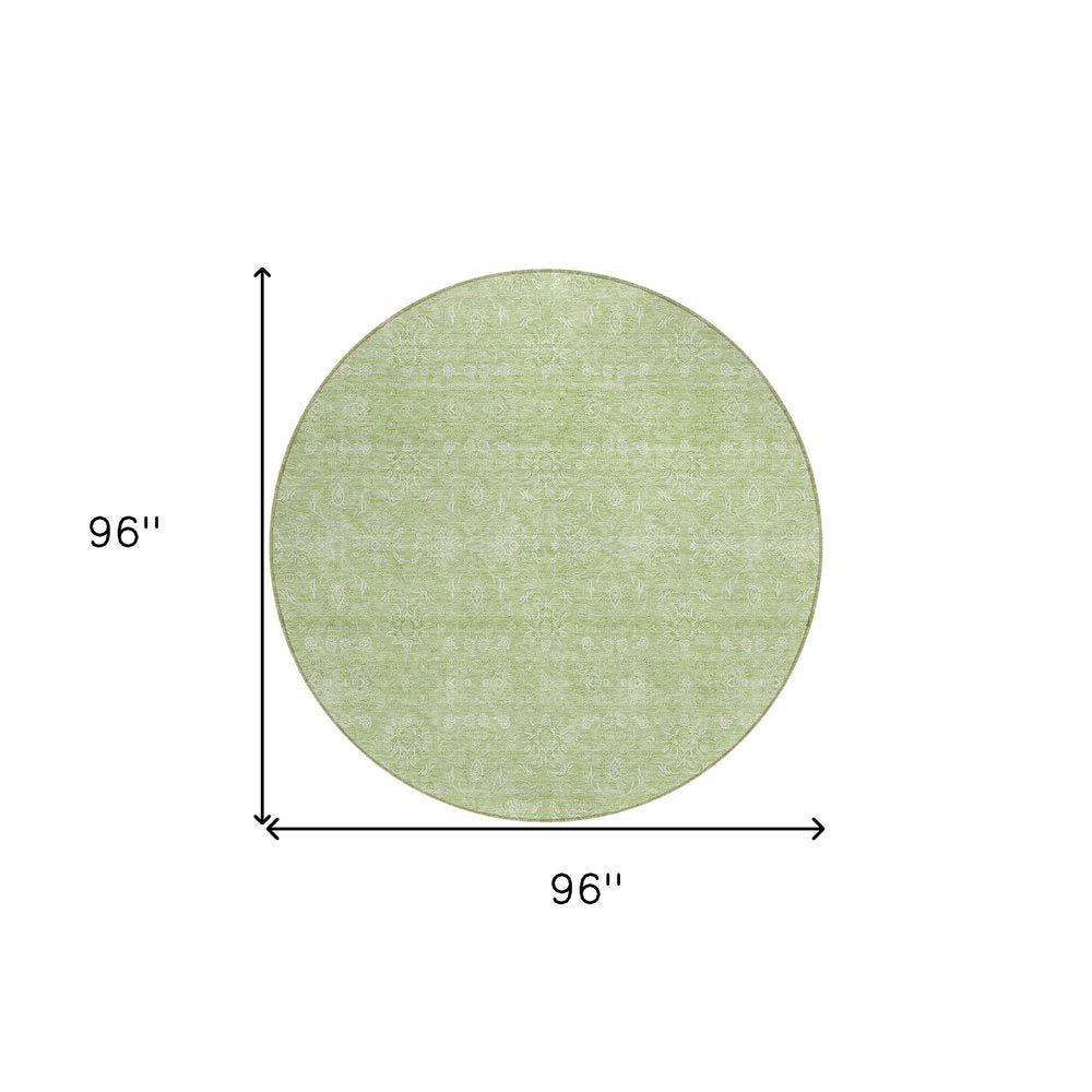3' X 5' Artichoke Green Mint Green And Ivory Floral Washable Indoor Outdoor Area Rug