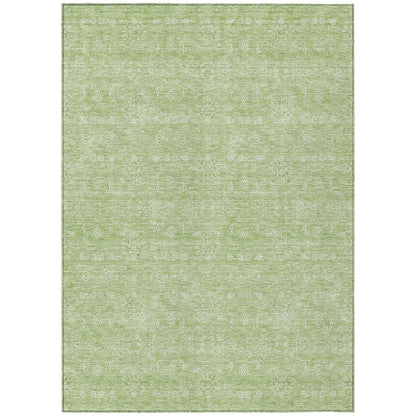 3' X 5' Artichoke Green Mint Green And Ivory Floral Washable Indoor Outdoor Area Rug