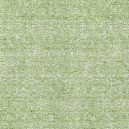 3' X 5' Artichoke Green Mint Green And Ivory Floral Washable Indoor Outdoor Area Rug