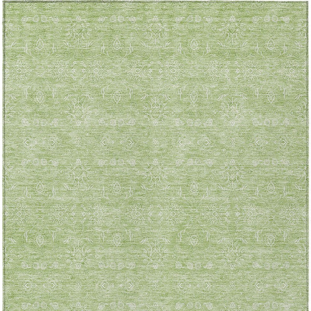 3' X 5' Artichoke Green Mint Green And Ivory Floral Washable Indoor Outdoor Area Rug