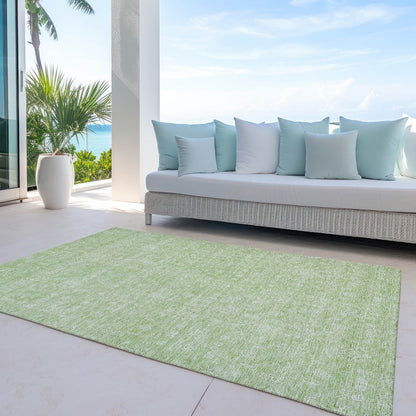 3' X 5' Artichoke Green Mint Green And Ivory Floral Washable Indoor Outdoor Area Rug