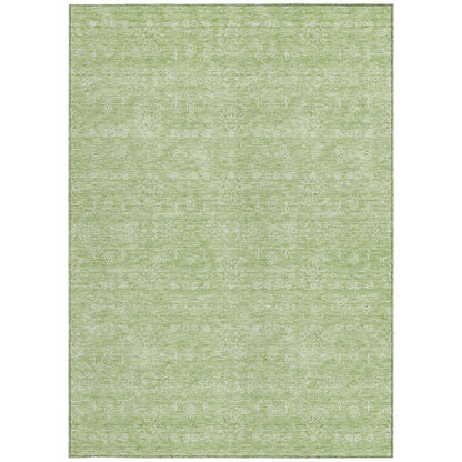 3' X 5' Artichoke Green Mint Green And Ivory Floral Washable Indoor Outdoor Area Rug