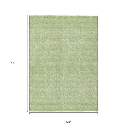 3' X 5' Artichoke Green Mint Green And Ivory Floral Washable Indoor Outdoor Area Rug