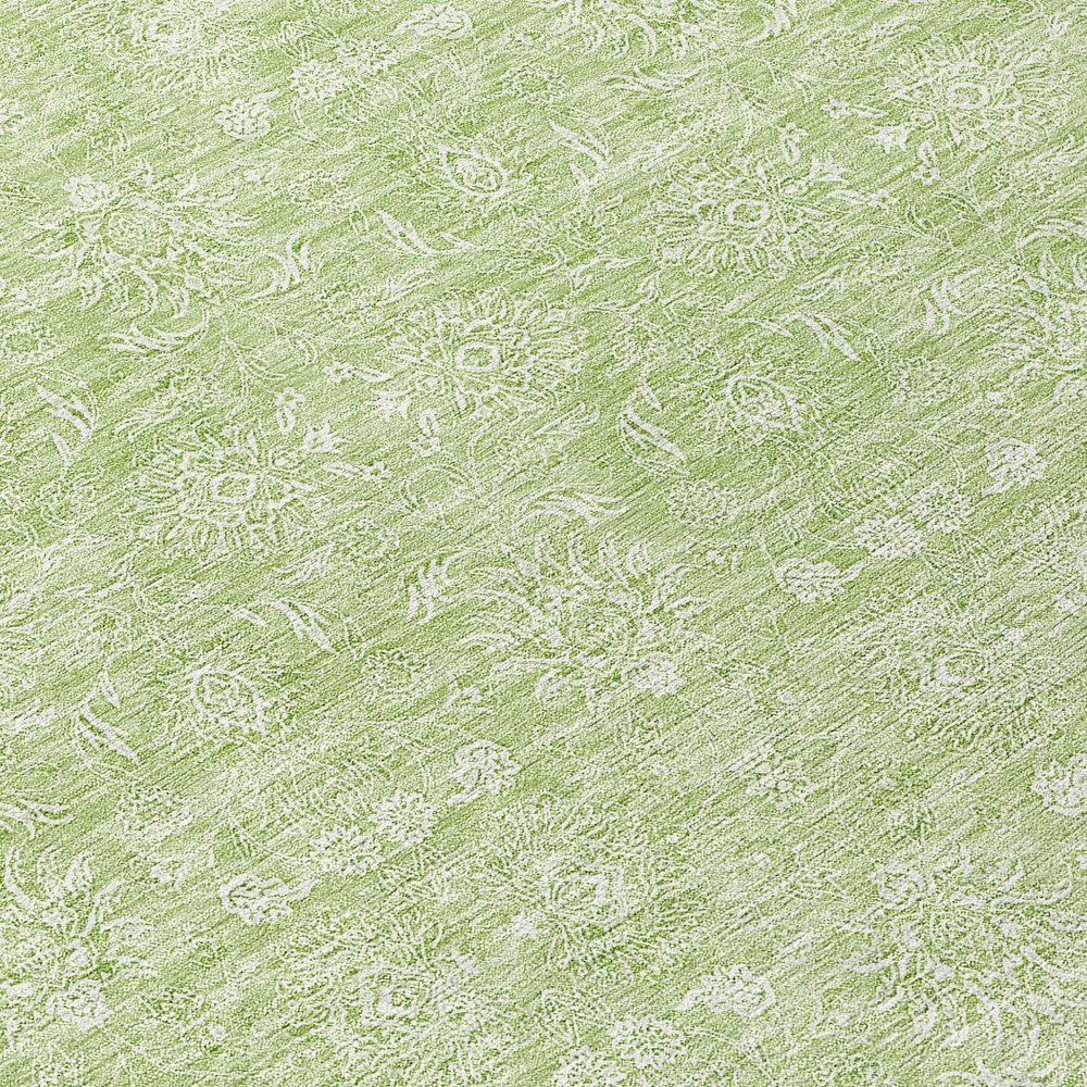 3' X 5' Artichoke Green Mint Green And Ivory Floral Washable Indoor Outdoor Area Rug