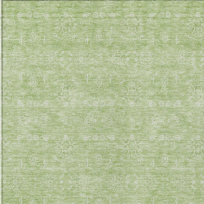 3' X 5' Artichoke Green Mint Green And Ivory Floral Washable Indoor Outdoor Area Rug