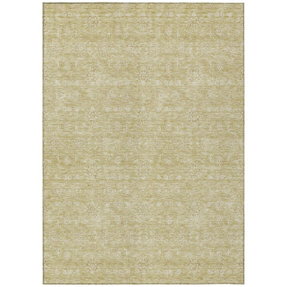 3' X 5' Beige Tan And Ivory Floral Washable Indoor Outdoor Area Rug