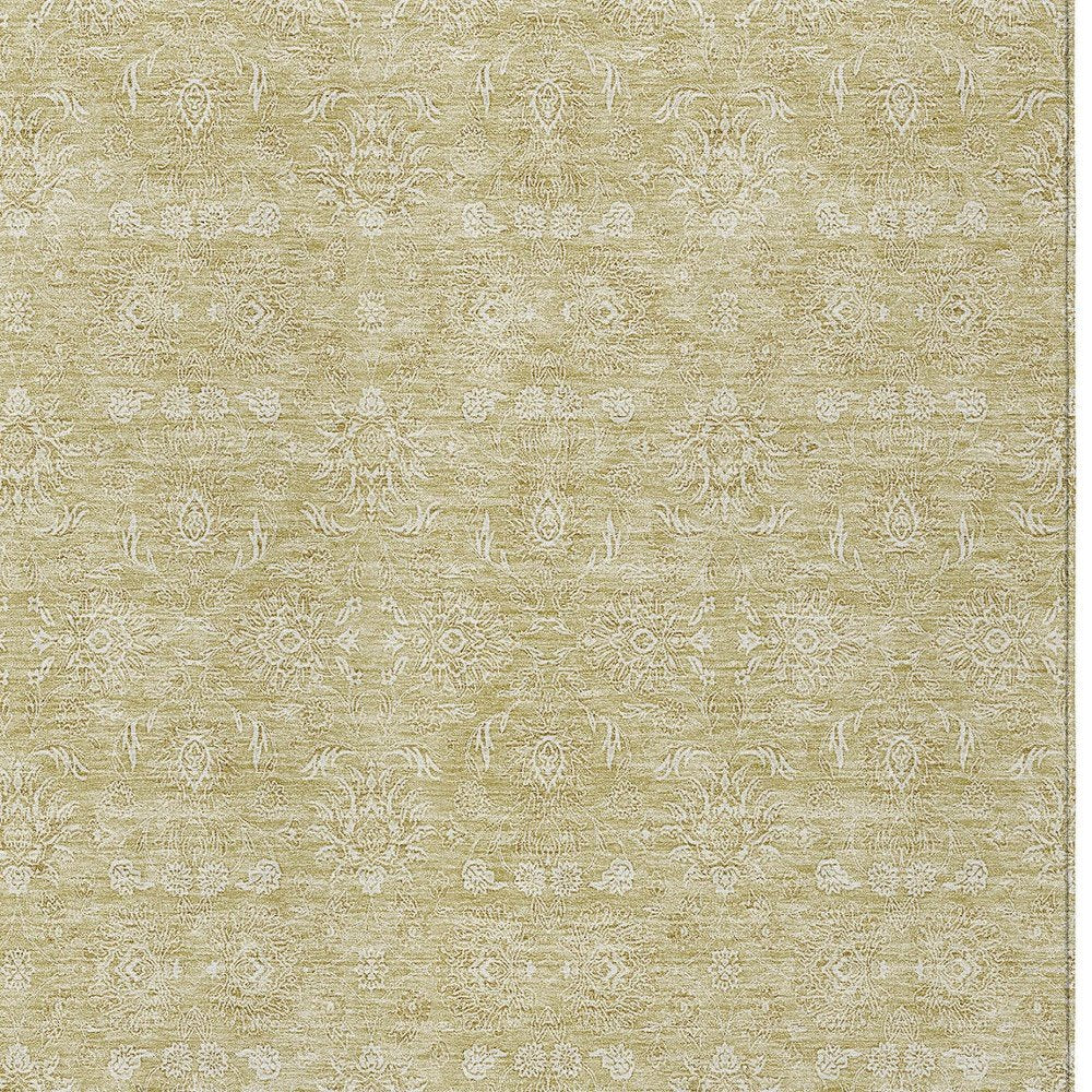 3' X 5' Beige Tan And Ivory Floral Washable Indoor Outdoor Area Rug