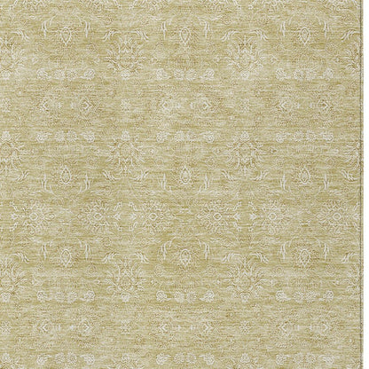3' X 5' Beige Tan And Ivory Floral Washable Indoor Outdoor Area Rug