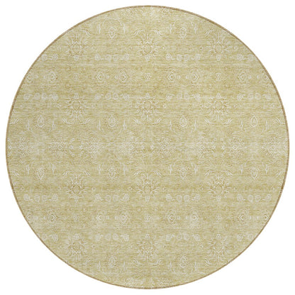 3' X 5' Beige Tan And Ivory Floral Washable Indoor Outdoor Area Rug