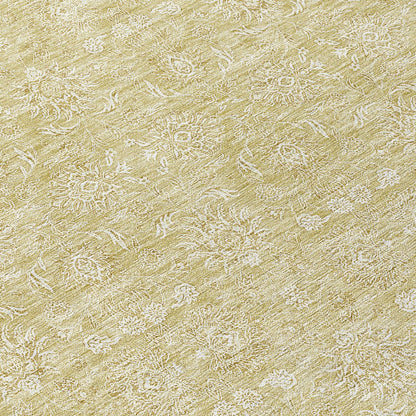 3' X 5' Beige Tan And Ivory Floral Washable Indoor Outdoor Area Rug