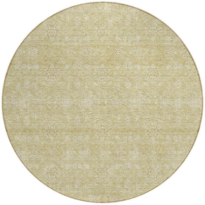 3' X 5' Beige Tan And Ivory Floral Washable Indoor Outdoor Area Rug