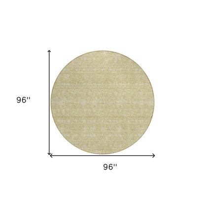 3' X 5' Beige Tan And Ivory Floral Washable Indoor Outdoor Area Rug