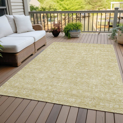 3' X 5' Beige Tan And Ivory Floral Washable Indoor Outdoor Area Rug