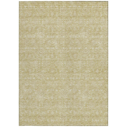 3' X 5' Beige Tan And Ivory Floral Washable Indoor Outdoor Area Rug