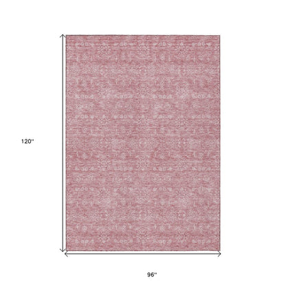 3' X 5' Blush Pink And Ivory Floral Washable Indoor Outdoor Area Rug