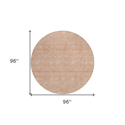 3' X 5' Copper And Beige Floral Washable Indoor Outdoor Area Rug