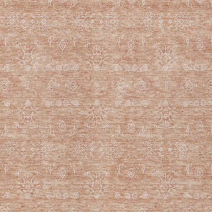 3' X 5' Copper And Beige Floral Washable Indoor Outdoor Area Rug