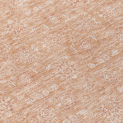 3' X 5' Copper And Beige Floral Washable Indoor Outdoor Area Rug