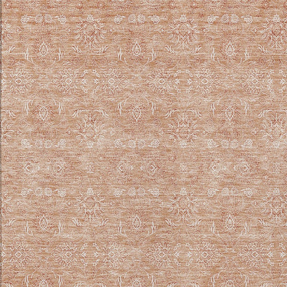 3' X 5' Copper And Beige Floral Washable Indoor Outdoor Area Rug