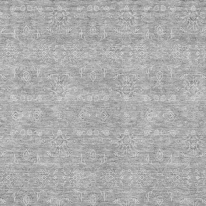 3' X 5' Gray Silver And Ivory Floral Washable Indoor Outdoor Area Rug