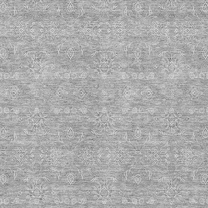 3' X 5' Gray Silver And Ivory Floral Washable Indoor Outdoor Area Rug