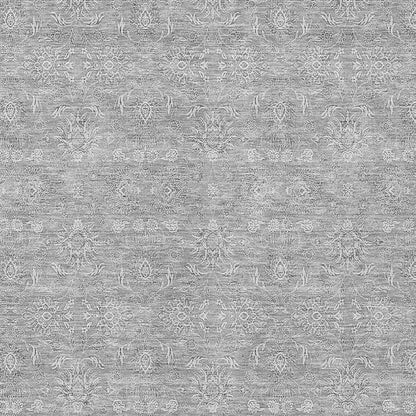 3' X 5' Gray Silver And Ivory Floral Washable Indoor Outdoor Area Rug