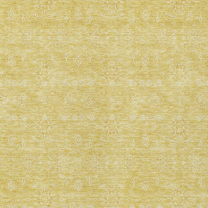 3' X 5' Yellow Gold And Ivory Floral Washable Indoor Outdoor Area Rug