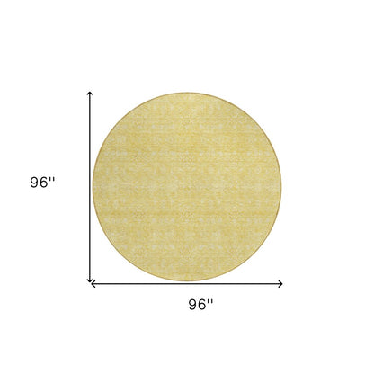 3' X 5' Yellow Gold And Ivory Floral Washable Indoor Outdoor Area Rug