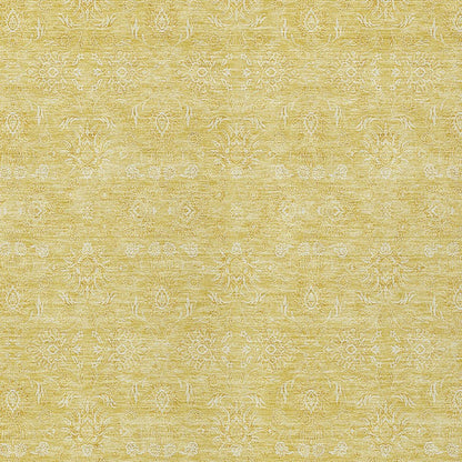 3' X 5' Yellow Gold And Ivory Floral Washable Indoor Outdoor Area Rug