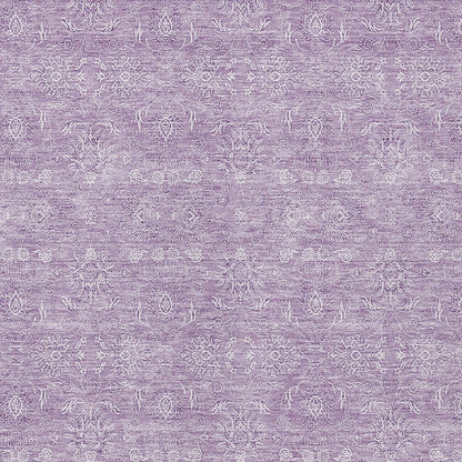 3' X 5' Lavender Lilac And Ivory Floral Washable Indoor Outdoor Area Rug